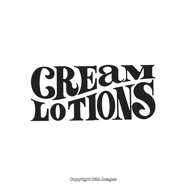 Stylized Hand-Lettered Typography Display for Cream and Lotion Products