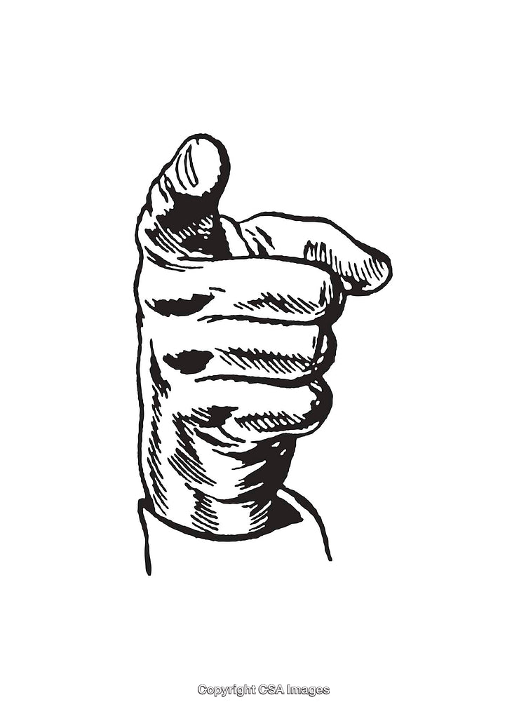 Black And White Illustration of a Pointing Hand Gesture