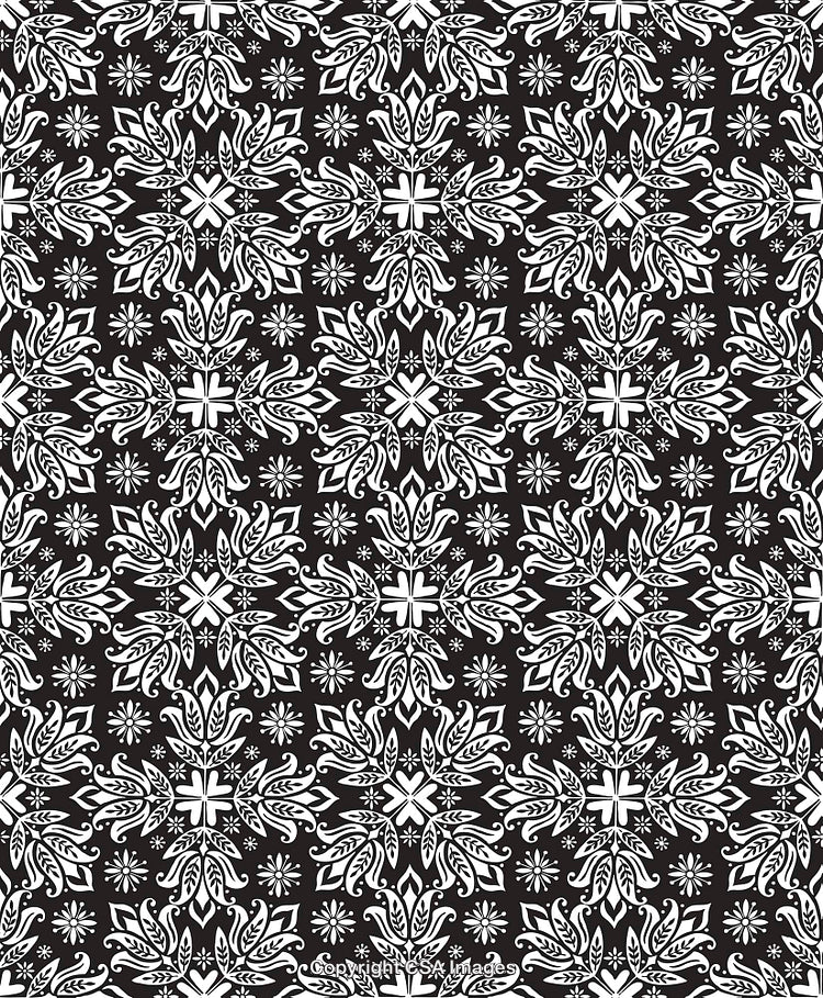 Black and White Ornamental Pattern for Decorative Art and Design Projects