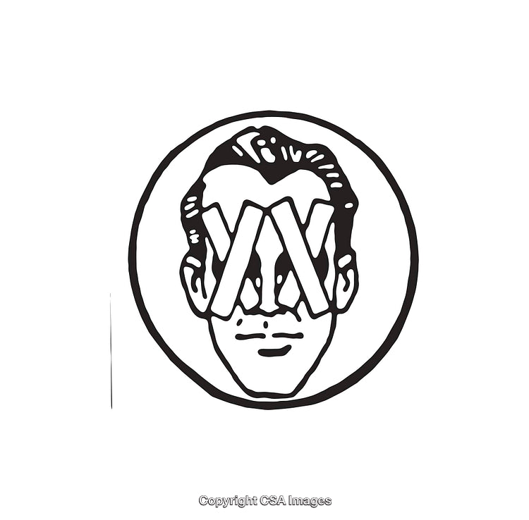 Stylized Line Art Depicting A Face with Abstract Features and Geometric Shapes