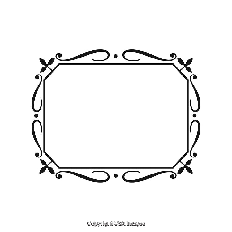 Elegant Black And White Ornamental Border With Curved Decorative Elements