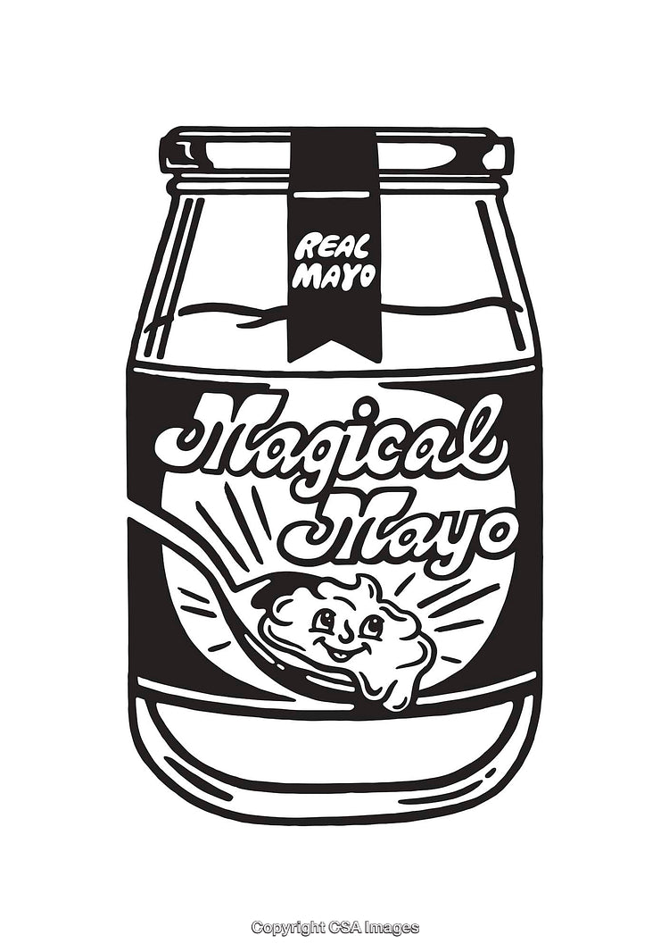 Black and White Illustrated Jar of Magical Mayonnaise