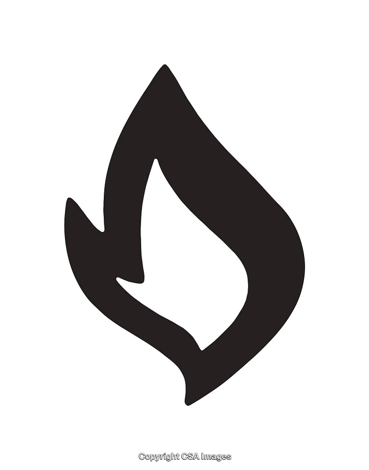 Minimalist Black Flame Outline On White Background