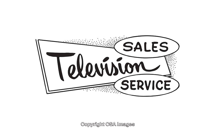 Retro Television Sales and Service Hand-Drawn Vector Design