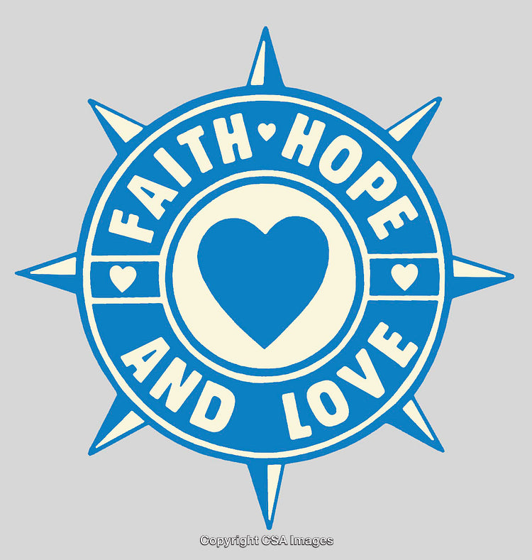 Faith Hope and Love Symbol in Blue and Beige Color Palette