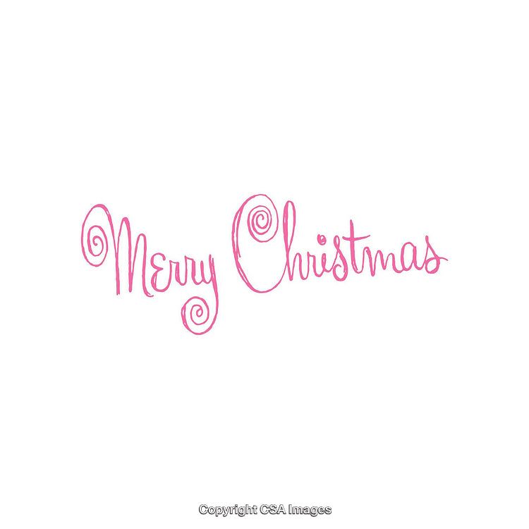 Pink Merry Christmas Message with Swirly Calligraphy Design on White Background