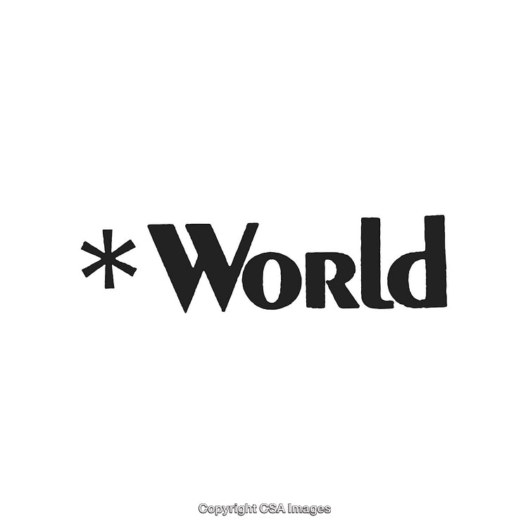 Minimalist Typography Design Featuring Asterisk and Word 'World' in Black Font