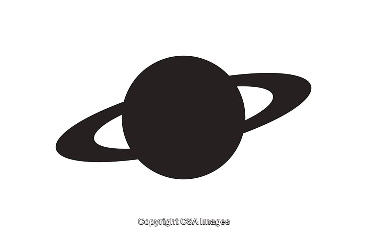 Black Silhouette of a Ringed Planet Vector Illustration on a White Background