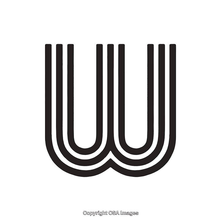Modern Black and White Stylized Letter W Illustration Design