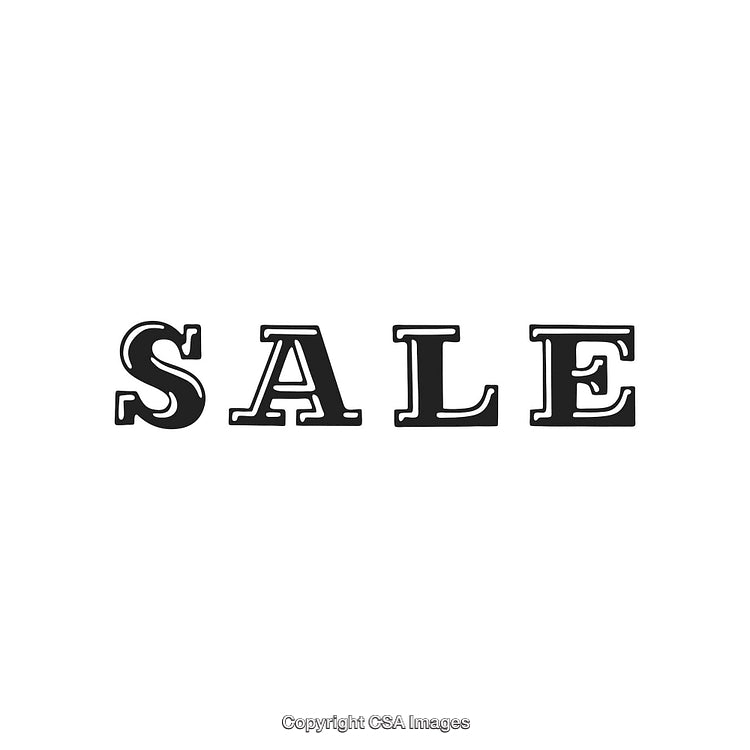 Black Vintage Typography Design Displaying the Word Sale on White Background
