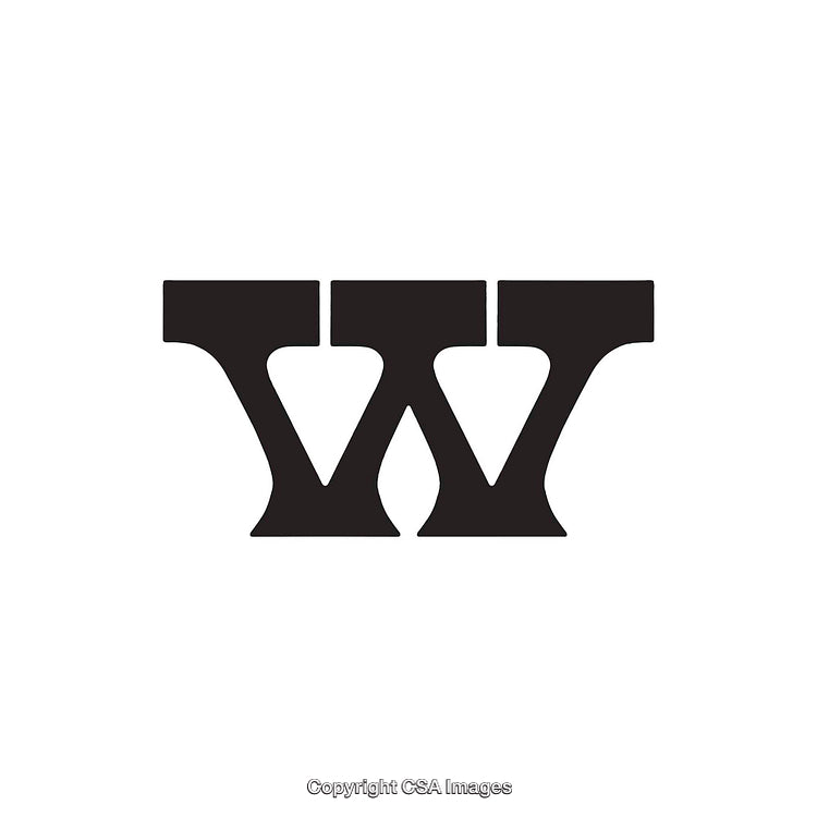 Bold Decorative Black Letter W on a White Background