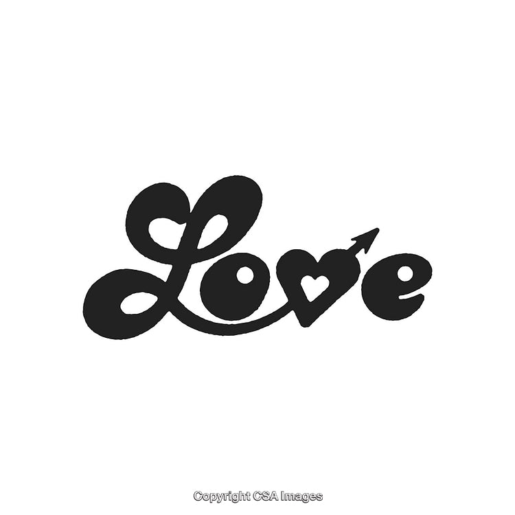Elegant Black Handwritten Love Text With Heart Element and Arrow