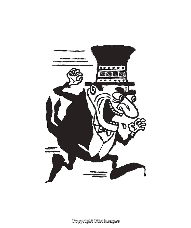 Black and White Illustration of Cartoonish Character in Motion