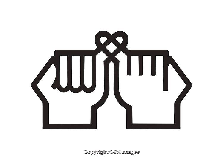 Minimalist Black and White Line Art of Pinky Swear Gesture