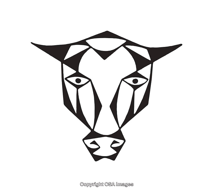 Abstract Black and White Geometric Bull Head Illustration