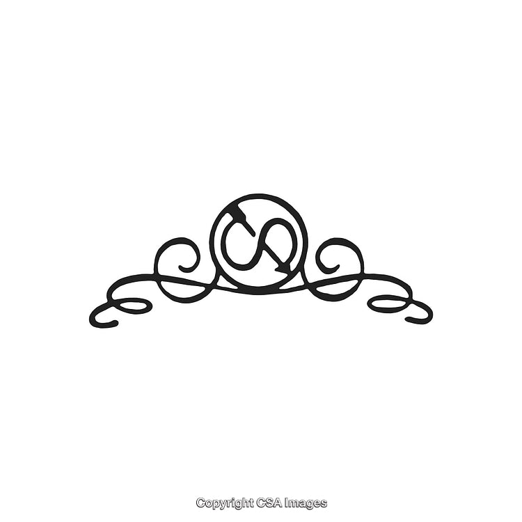 Elegant Black and White Decorative Ornament Design with Flowing Swirls