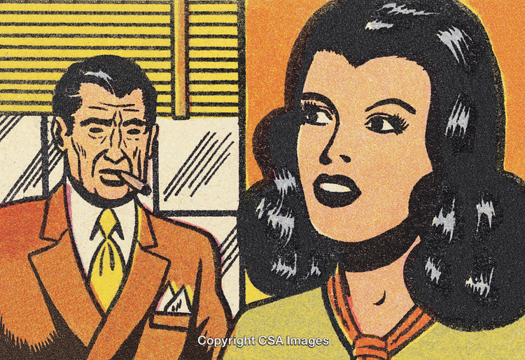 Retro Comic Book Artwork Depicting Two Characters in Vintage Style Graphics
