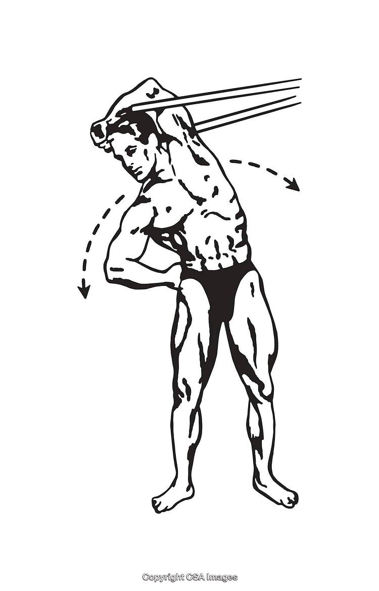 Black and White Illustration of a Man Exercising with Resistance Bands