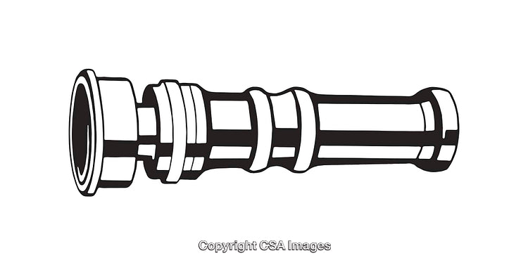 Black and White Illustration of a Classic Fire Hose Nozzle Design