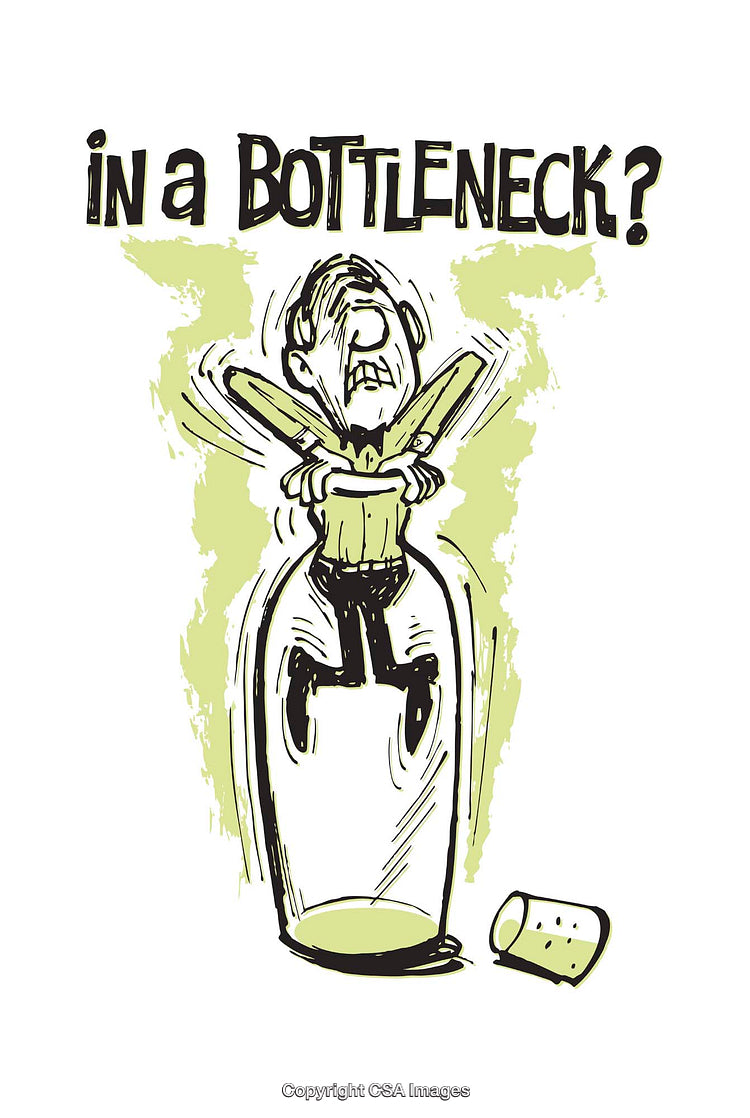 Illustration Depicting a Person Stuck in a Challenging Bottleneck