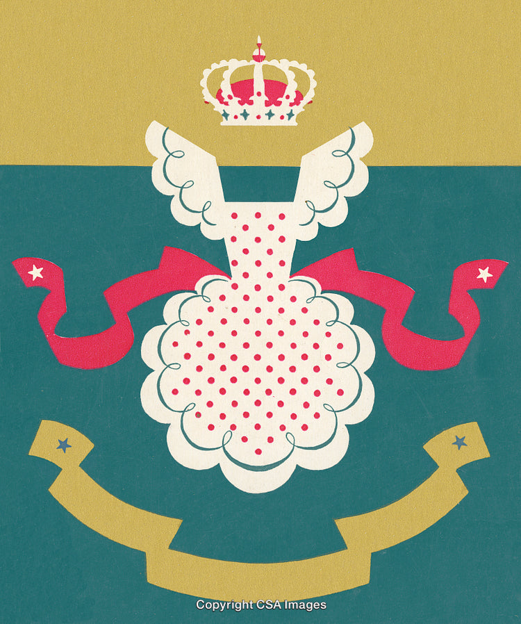 Vintage Illustration of Decorative Crown and Ribbon Design Elements