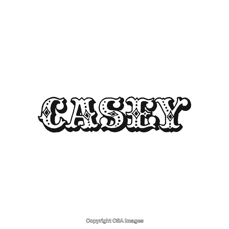 Retro Western Typography Design Featuring the Name Casey in Decorative Style