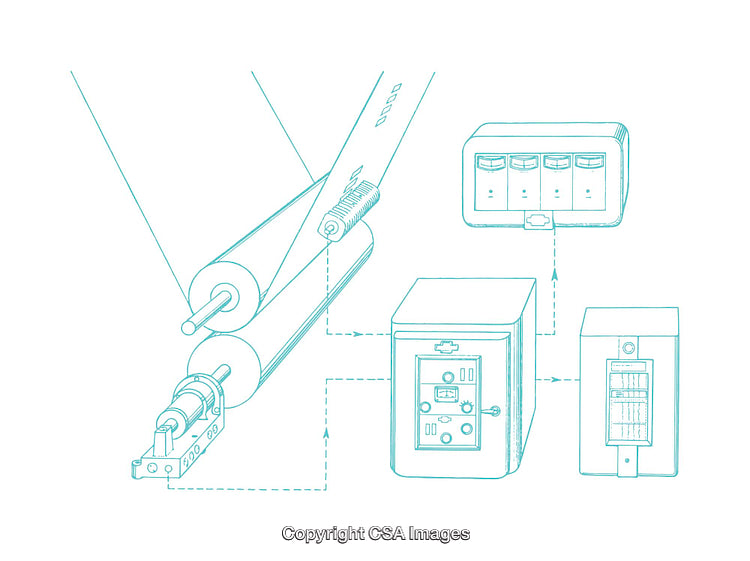 Technical Diagram Depicting Machine Rollers With Control Units