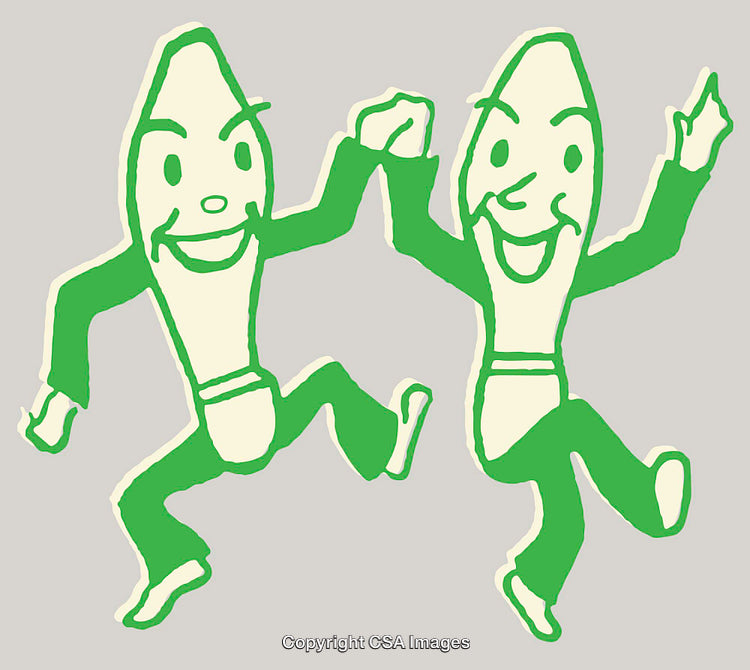 Dancing Cartoon Vegetables with Joyful Expressions and Green Coloring