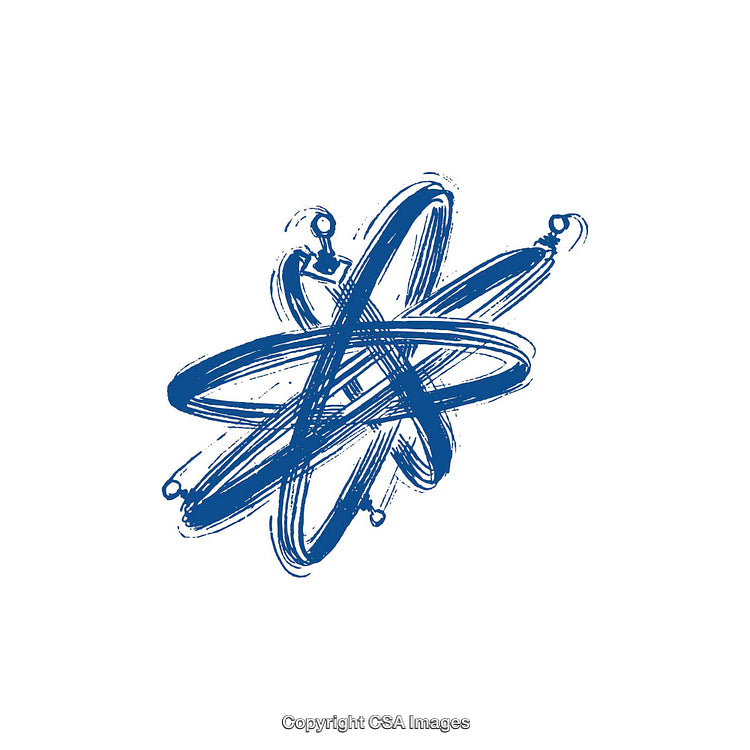 Abstract Blue Atomic Icon with Dynamic Brushed Design Elements