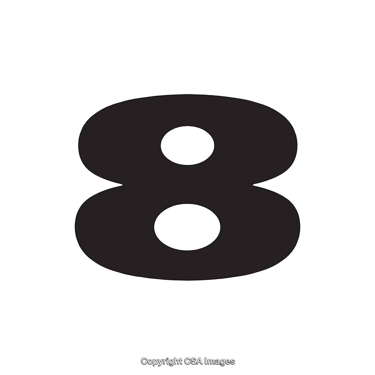 Bold Representation of the Number Eight on a White Background