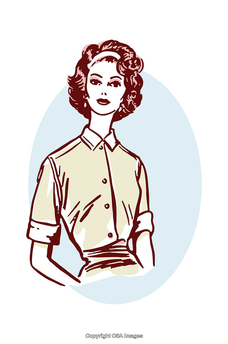 Retro Style Illustration of a Woman in Vintage Clothing
