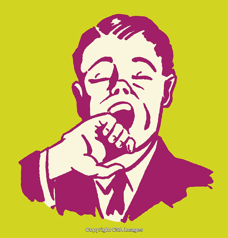 Color Line Art Illustration of a Tired Businessman Yawning