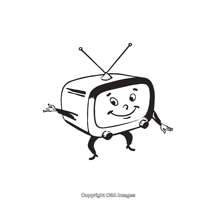 Cartoon Retro Television Character With Antennae and Friendly Expression