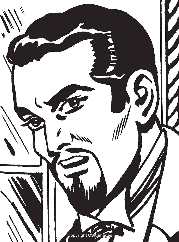 Expressive Black and White Portrait Artwork Depicting an Introspective Man