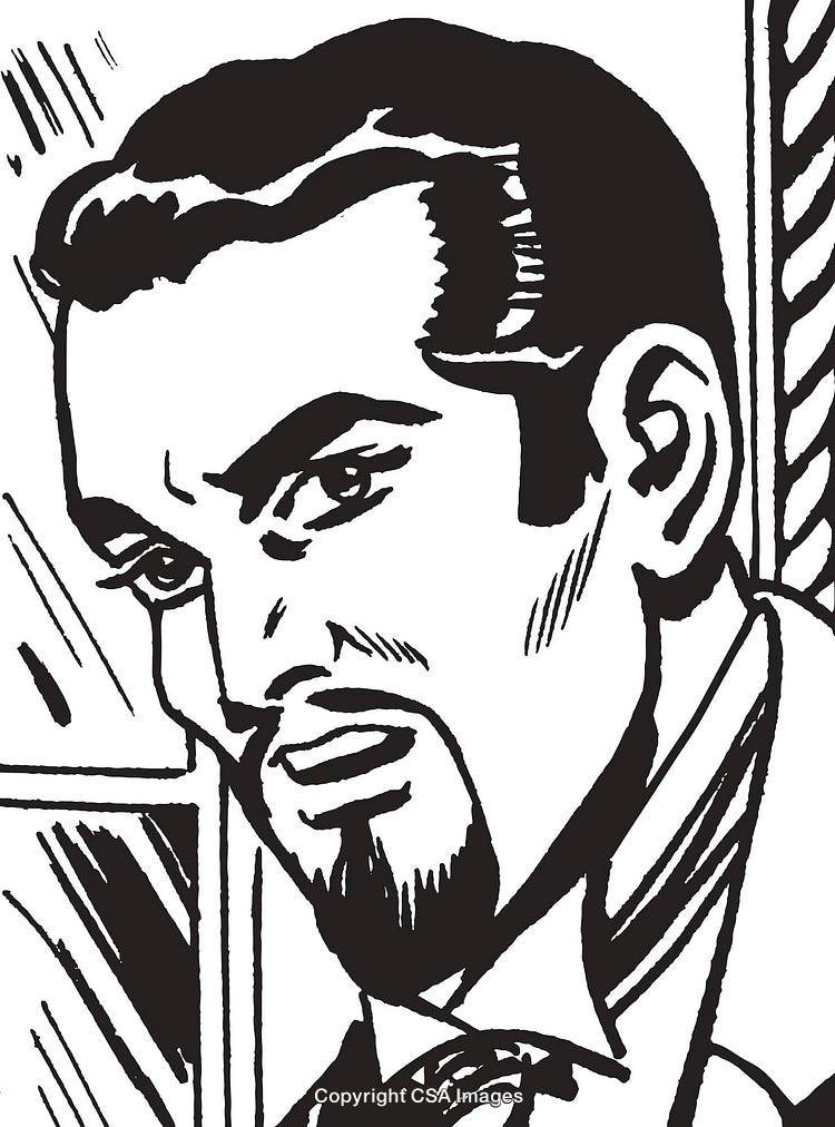 Expressive Black and White Portrait Artwork Depicting an Introspective Man