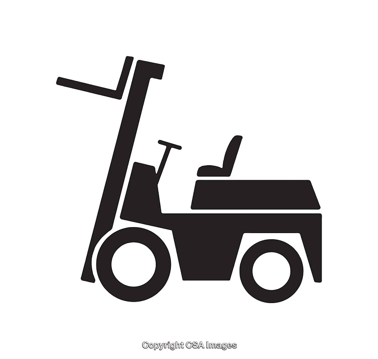 Black and White Silhouette Illustration of a Forklift Icon in Vector Style