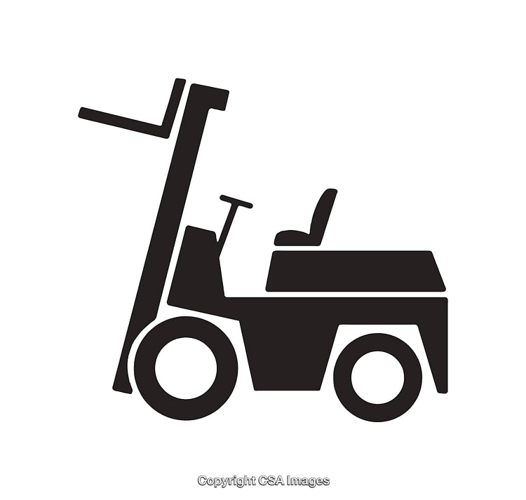 Black and White Silhouette Illustration of a Forklift Icon in Vector Style