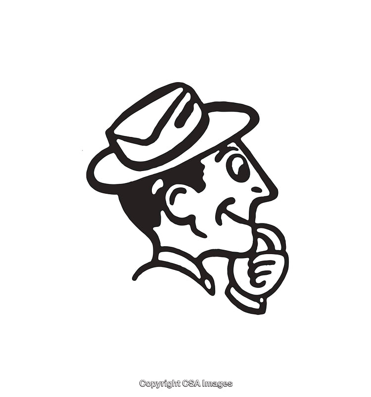 Retro Illustration of a Man in a Hat with a Whimsical Expression