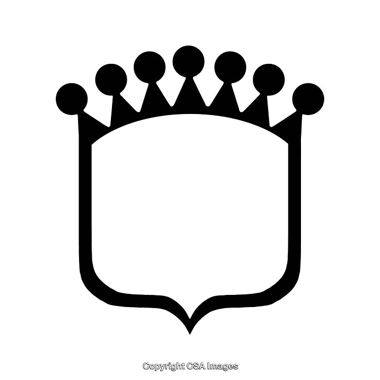 Minimalist Black and White Crown Shape Coat of Arms Design