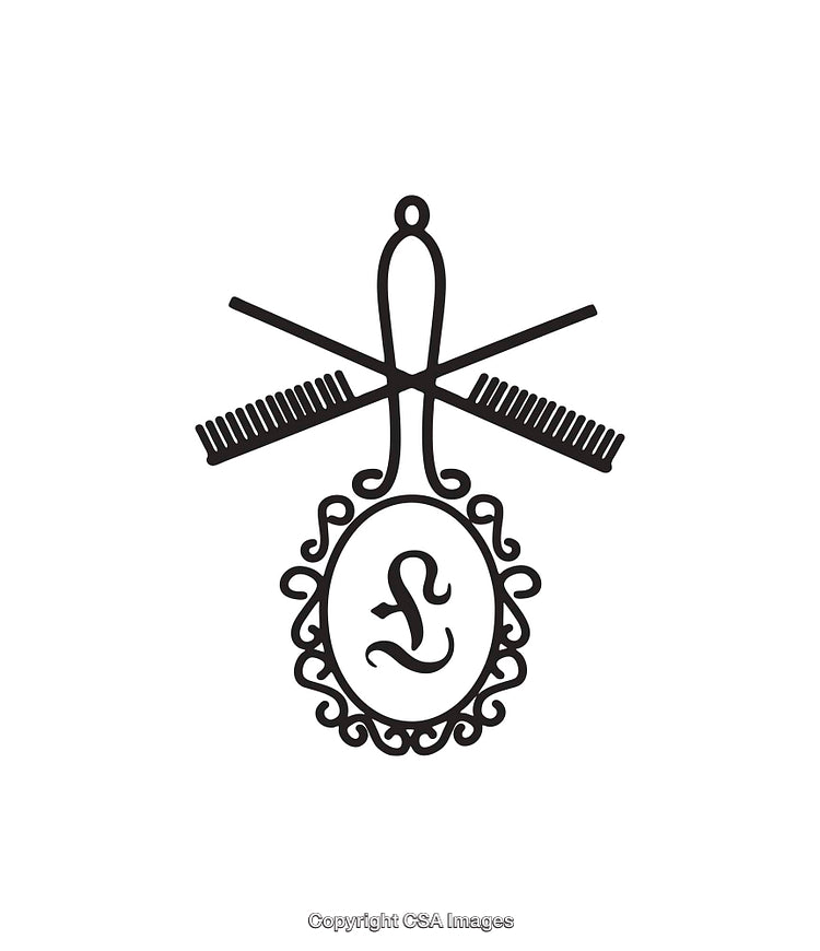 Black and White Line Art of Ornate Decorative Hair Accessories