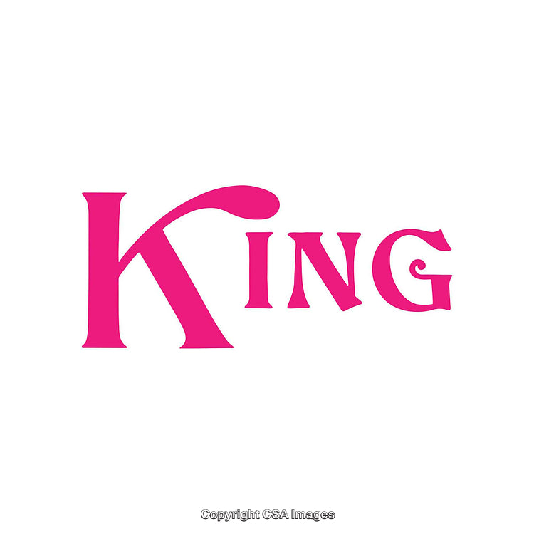 Bright Pink Text Displaying 'King' on a Clean White Background