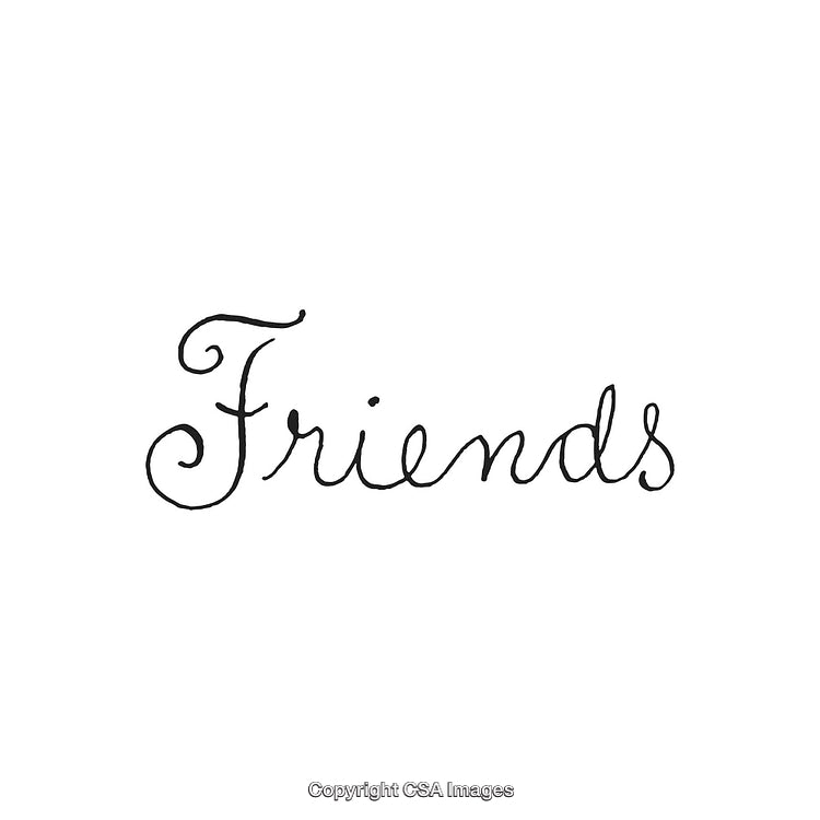 Handwritten Script of the Word 'Friends' in Elegant Calligraphy