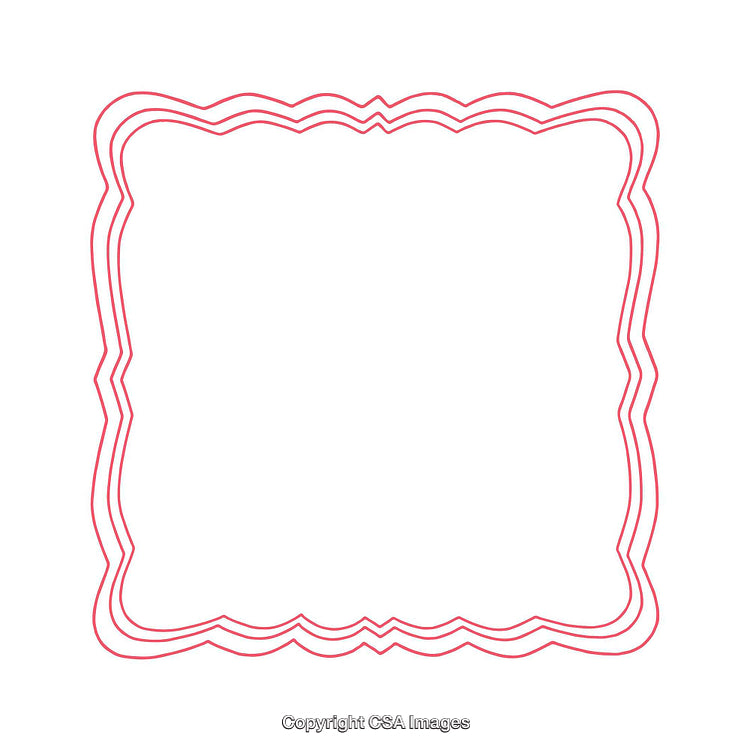 Red Decorative Frame Design with Stylish Scalloped Border on White Background