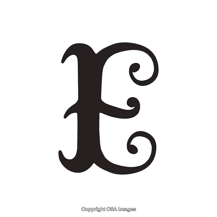 Elegant Decorative Capital Letter E with Flourished Serif Design