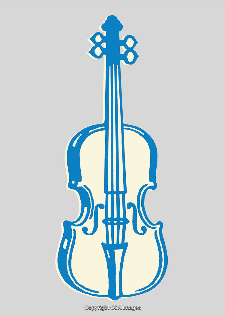 Elegant Color Line Art Illustration of a Violin on a Neutral Background