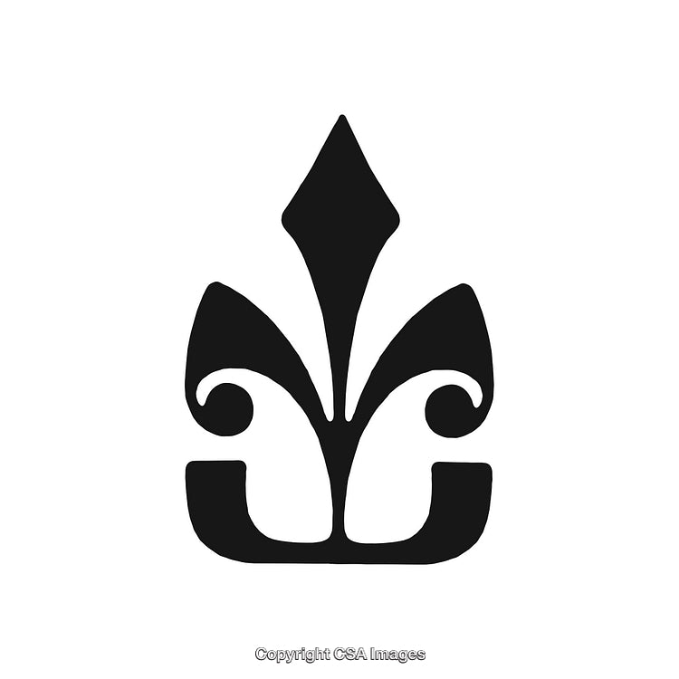 Elegant Fleur-De-Lis Black Decorative Ornament Design on White Background