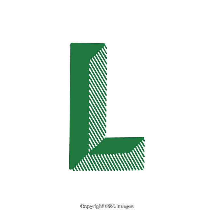 Green Striped Letter L With Unique Design Illustration on White Background