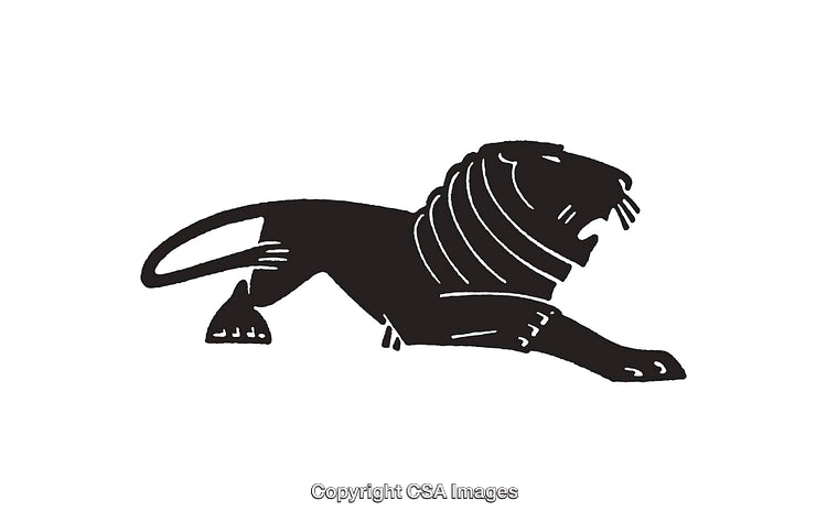 Black and White Line Art Illustration of a Majestic Roaring Lion