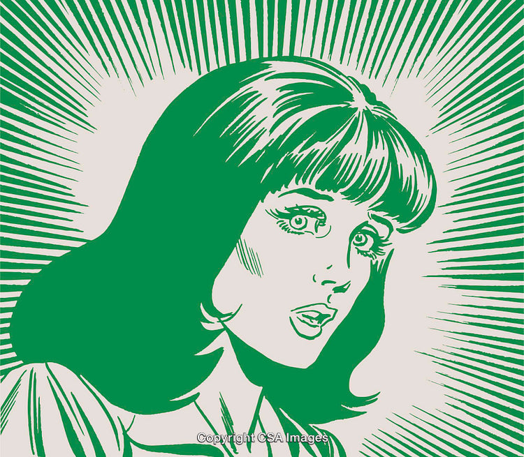 Retro Comic Style Portrait of a Woman with a Surprised Expression