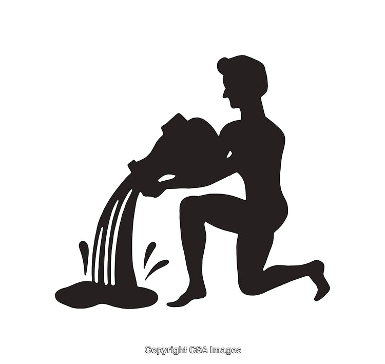 Aquarius Zodiac Sign Icon in Black and White Silhouette Design